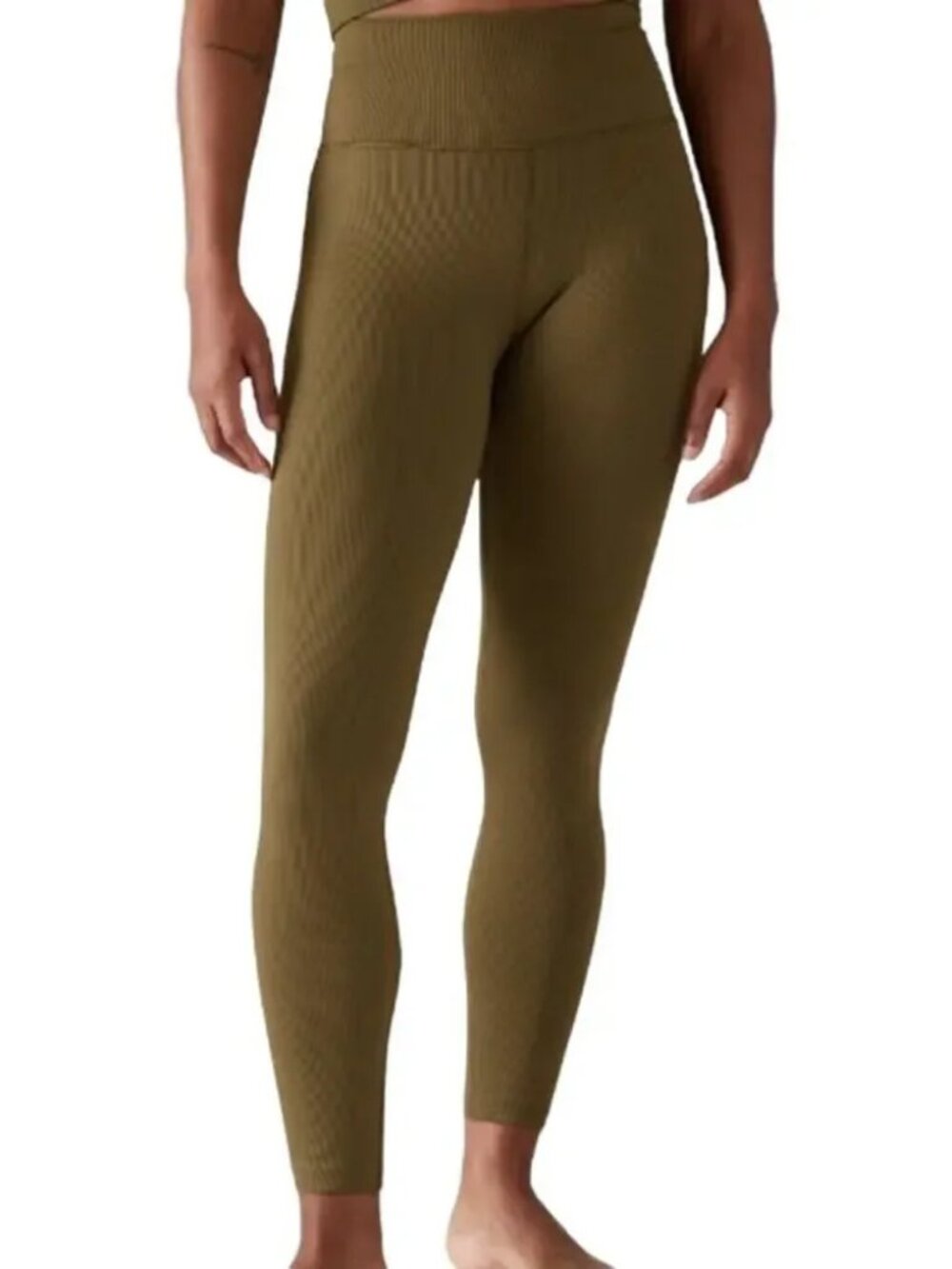 EUC Athleta Aurora Seamless Ribbed Leggings in Acacia Olive Green Size XS